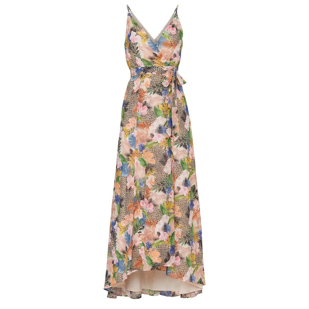 Hutch Leah Wrap Maxi Dress Sunset Floral Safari Print Boho Size M - Picture 3 of 14